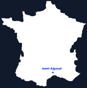 Carte de France, localisation du Mont Aigoual